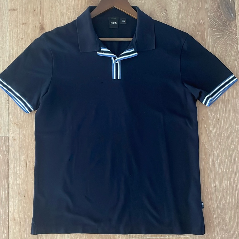 Hugo Boss Mercerised Polo Navy Blue Size Large